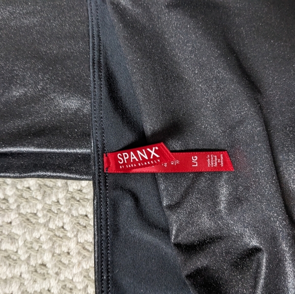 SPANX L Faux Leather Wet Look Leggings Shine Full Length - Picture 2 of 7